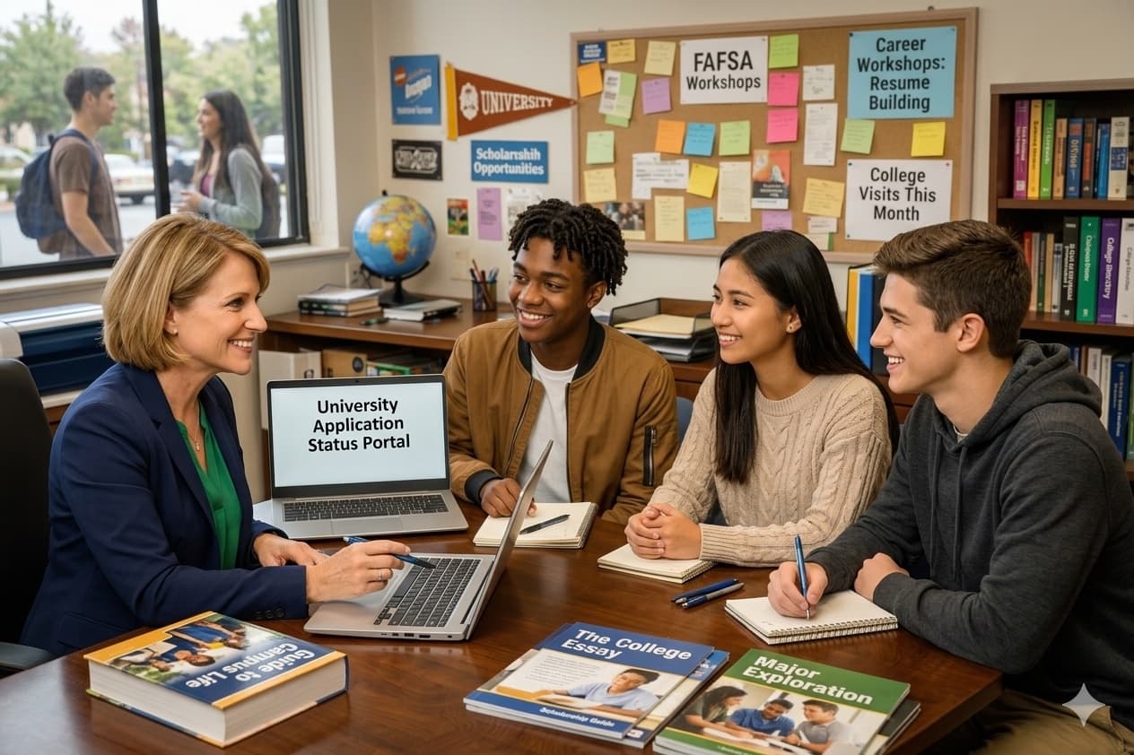 Counselor helping student