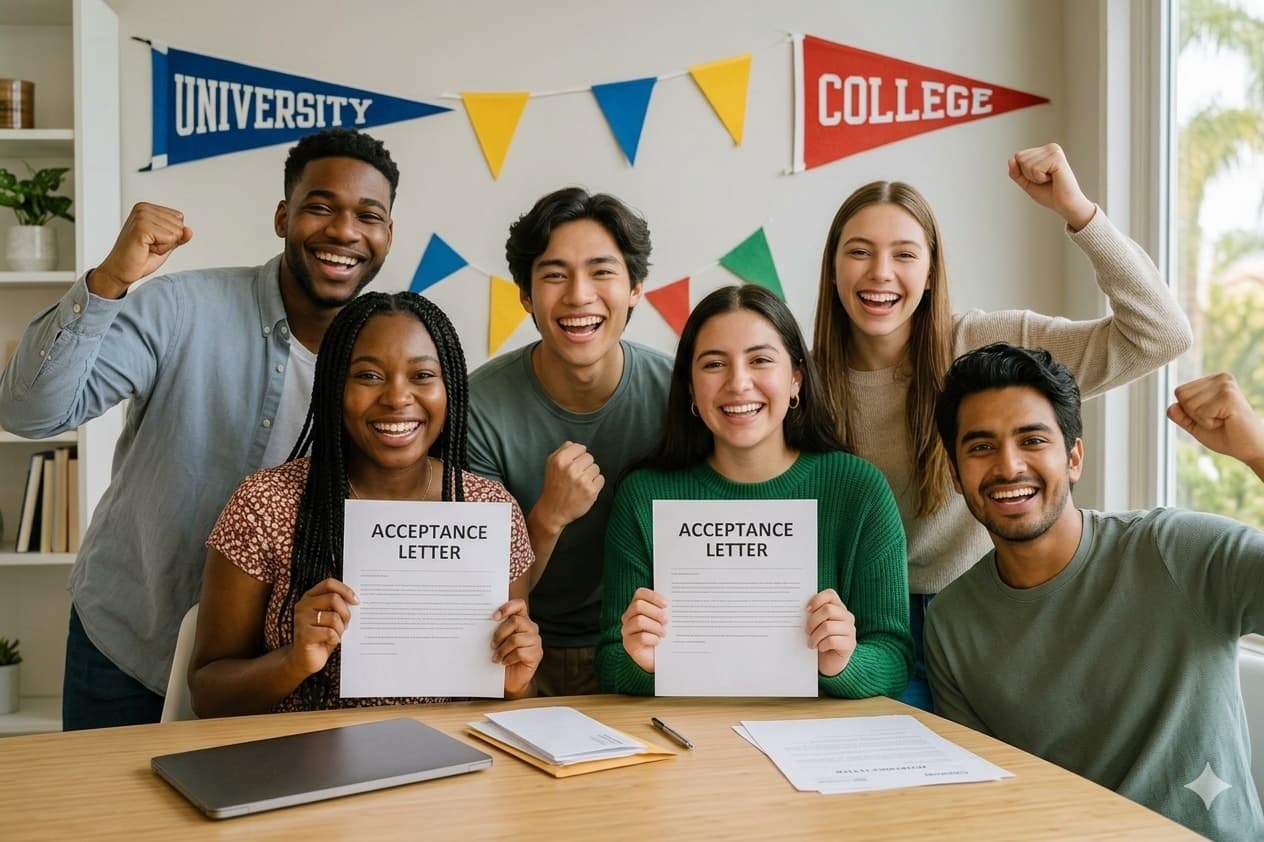 Student working on college applications